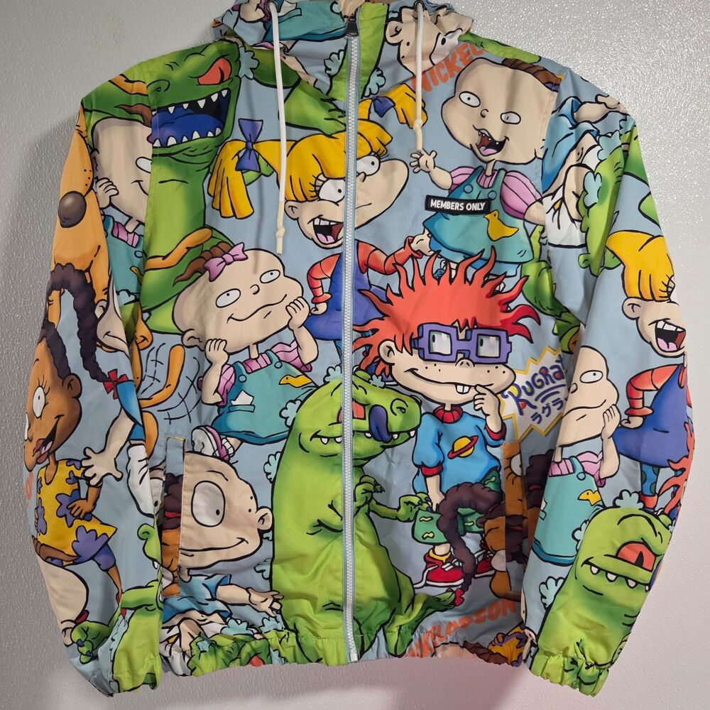 Members Only × Nickelodeon Rugrats Jacket all-over print hooded windbreaker M